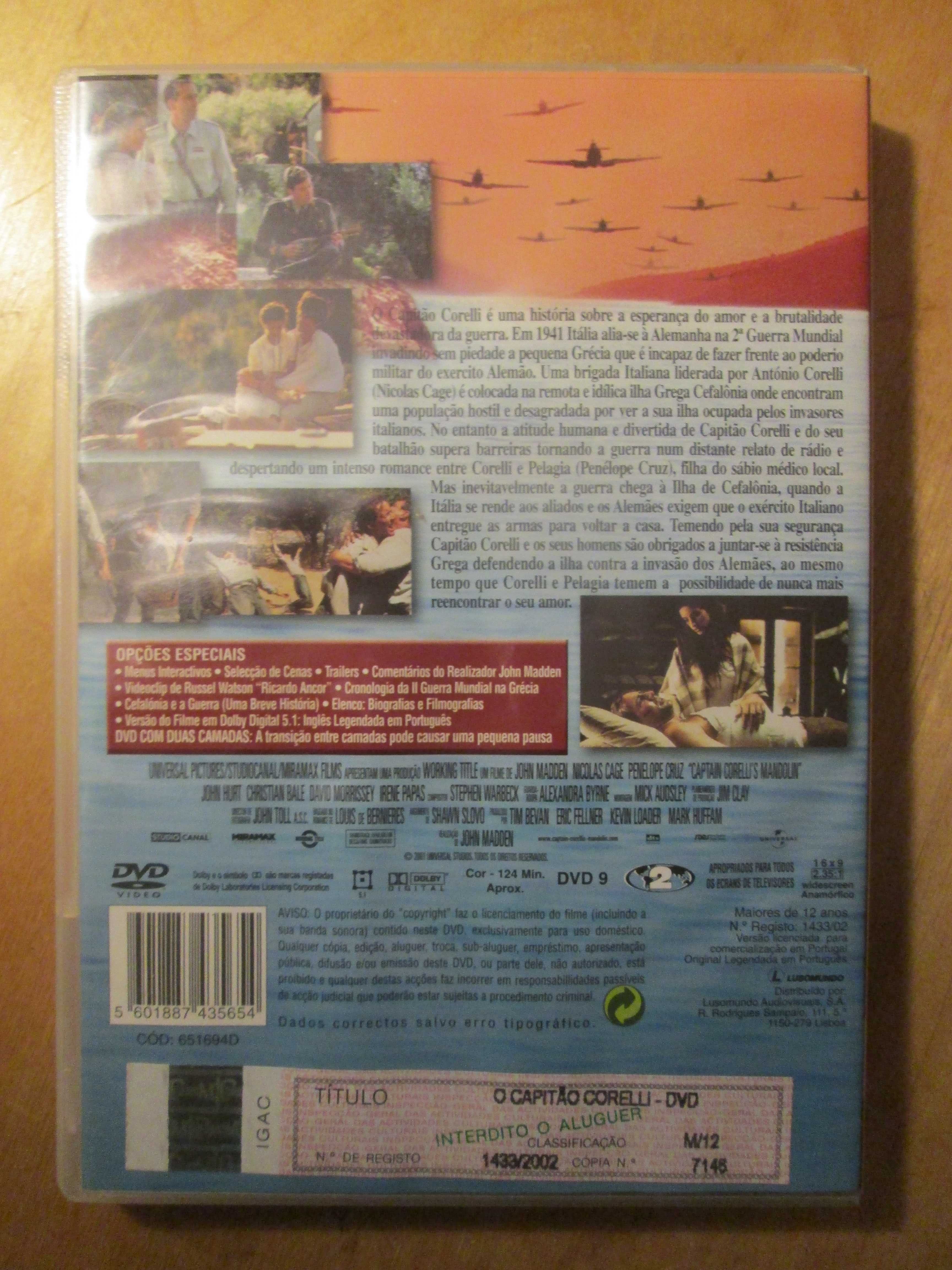 DVD O Capitão Corelli, Nicolas Cage, Penélope Cruz, John Hurt