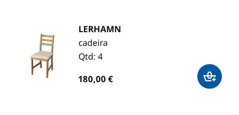 Conjunto de 4 cadeiras LERHAM Ikea