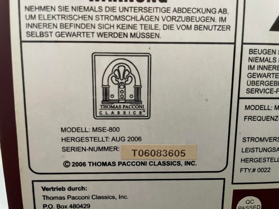 Gramofon THOMAS PACCONI Classic Record CD/MC/FM