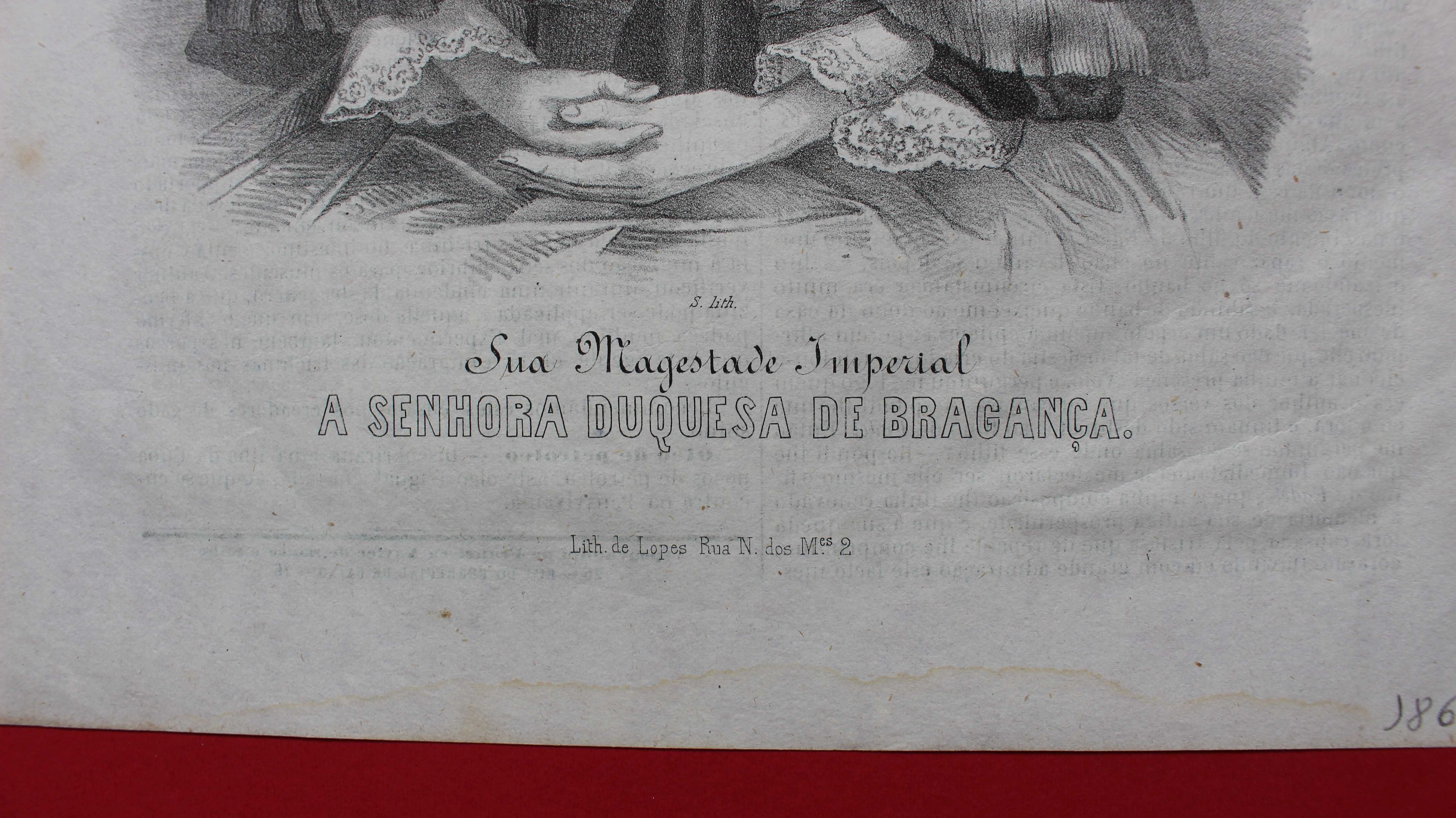 D. AMÉLIA IMPERATRIZ DO BRASIL, DUQUESA DE BRAGANÇA 1866 LITO SENDIM