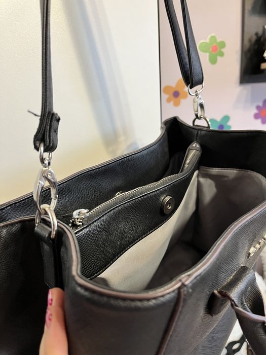 torba duża na ramie czarna skórzana a4 betty barclay z paskiem