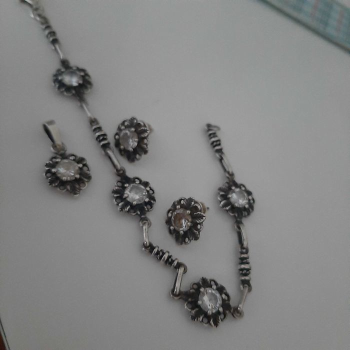 Piękny stary srebrny komplet