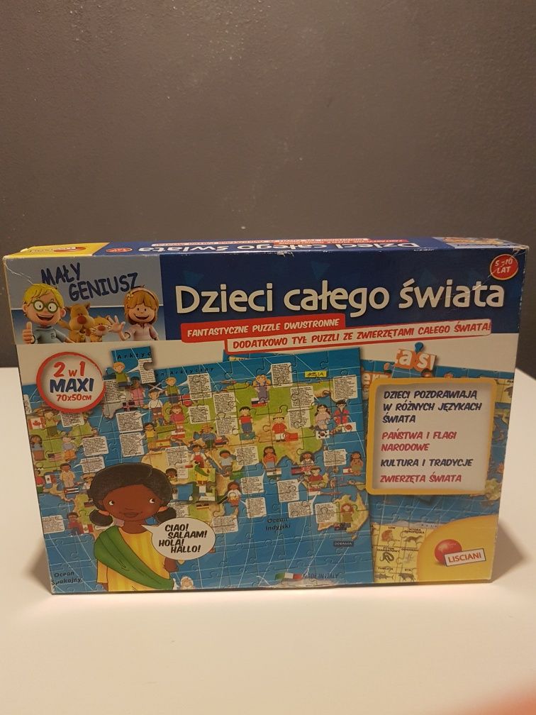 Puzzle dwustronne o świecie i zwierzętach