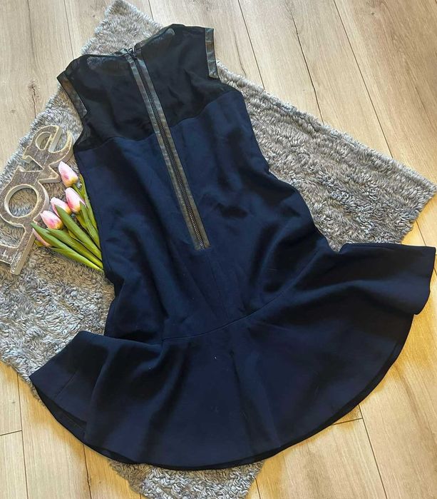Sandro Paris oryginalna granatowa sukienka mini koktajlowa  r. XS