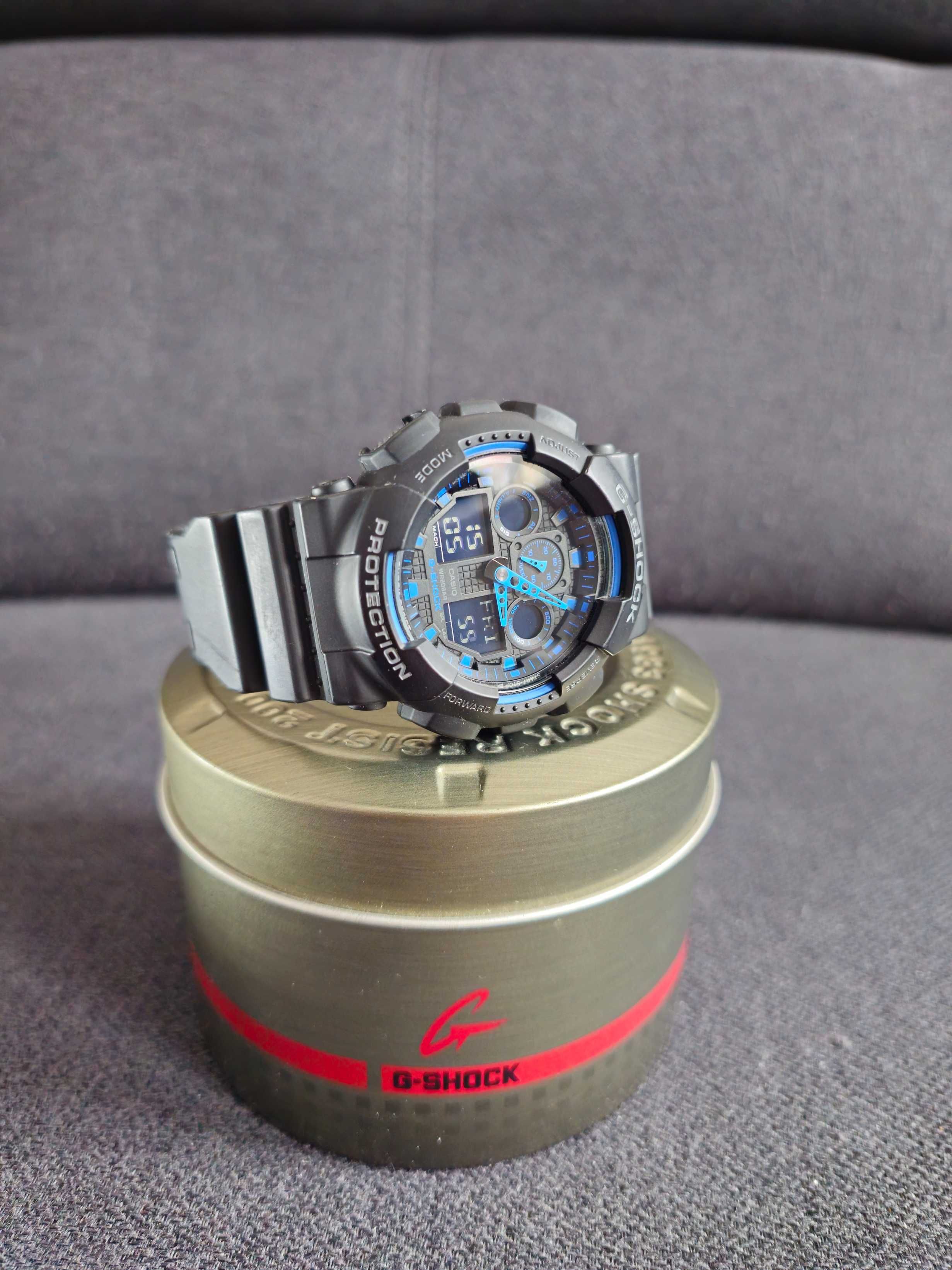 zegarek Casio G-Shock GA-100-1A2ER – niebieski, nowa bateria