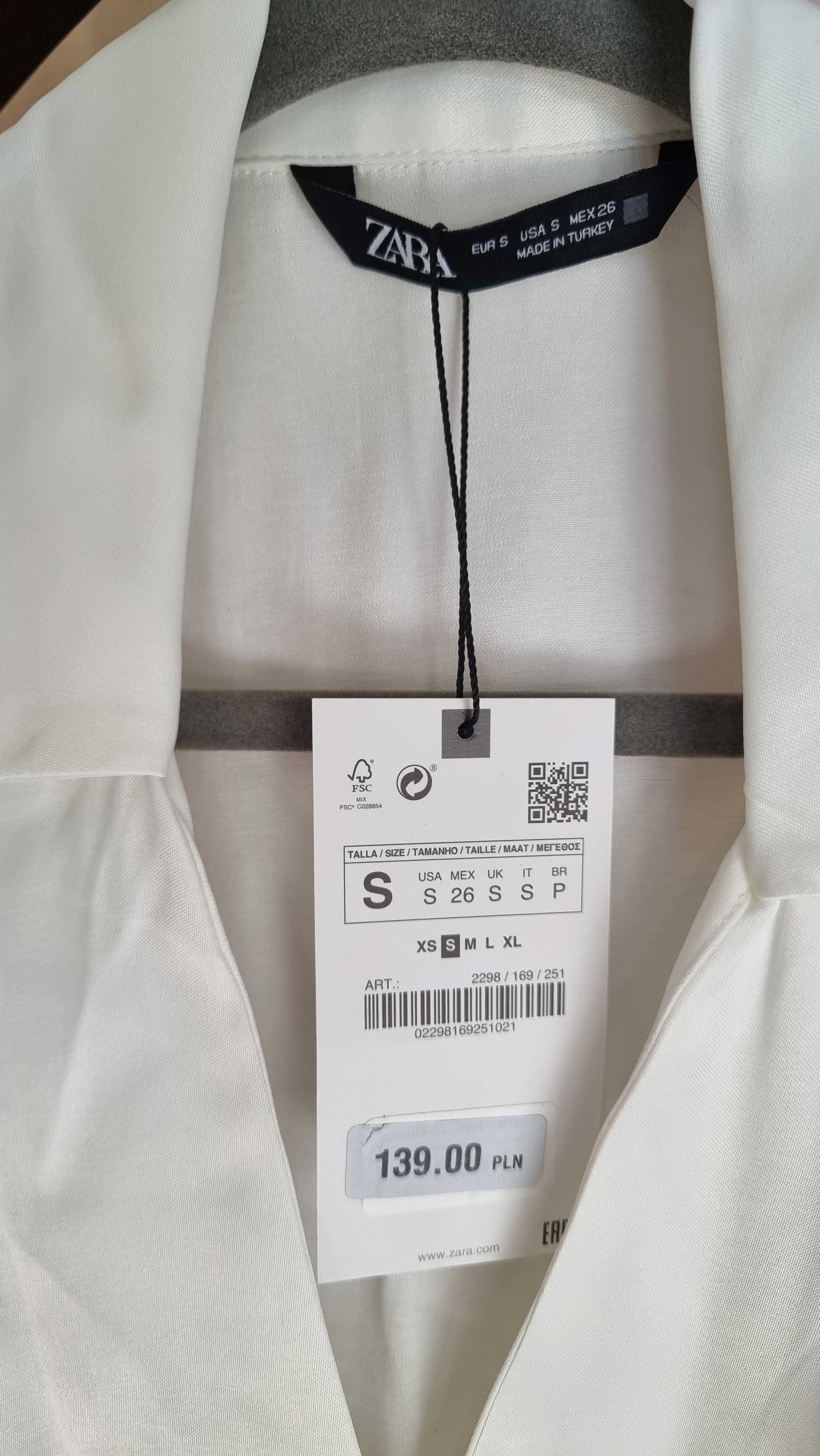 Sukienka Zara kopertowa S biała, nowa z metką!