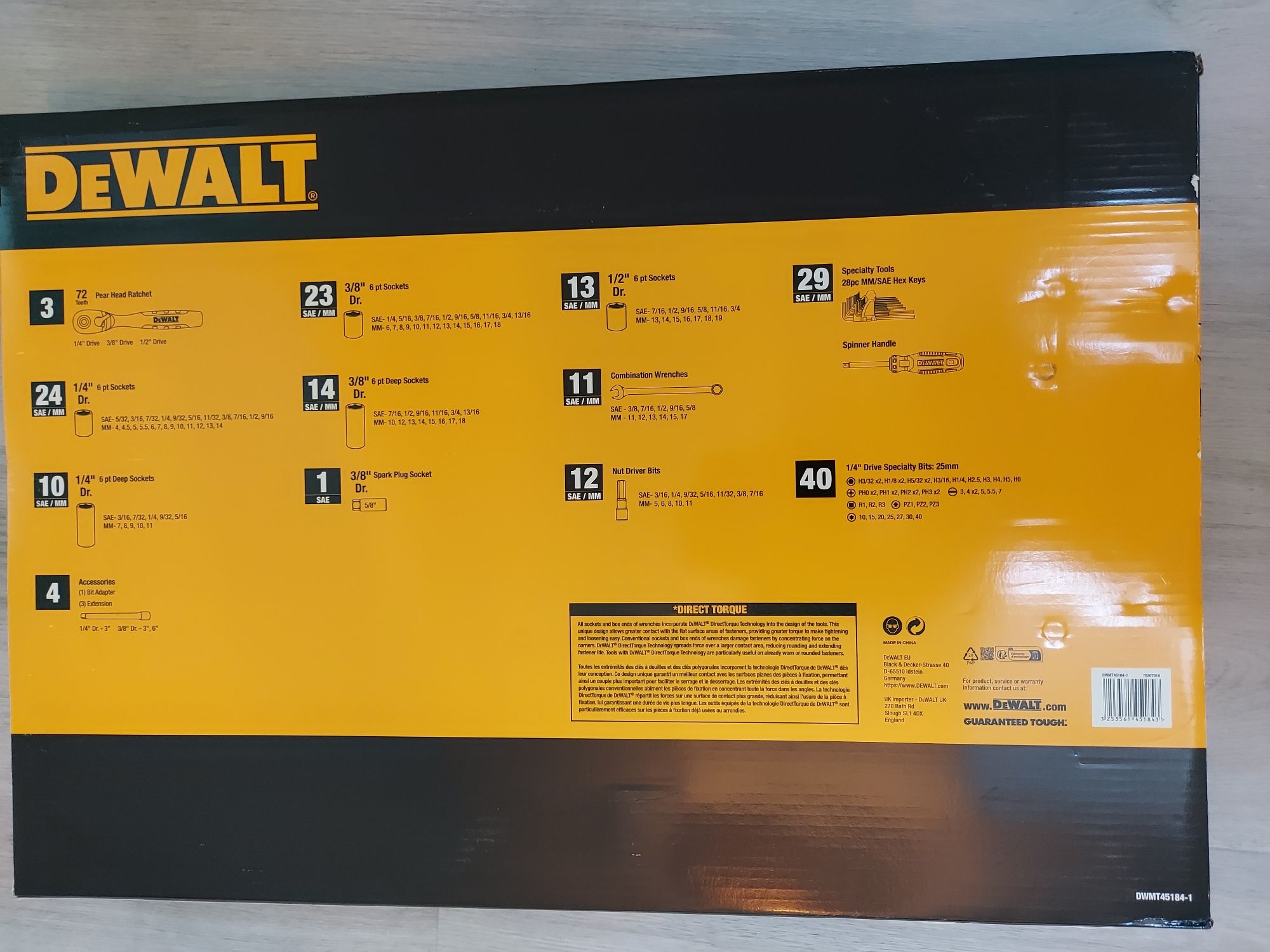 Zestaw kluczy nasadowych Dewalt  184 elementy