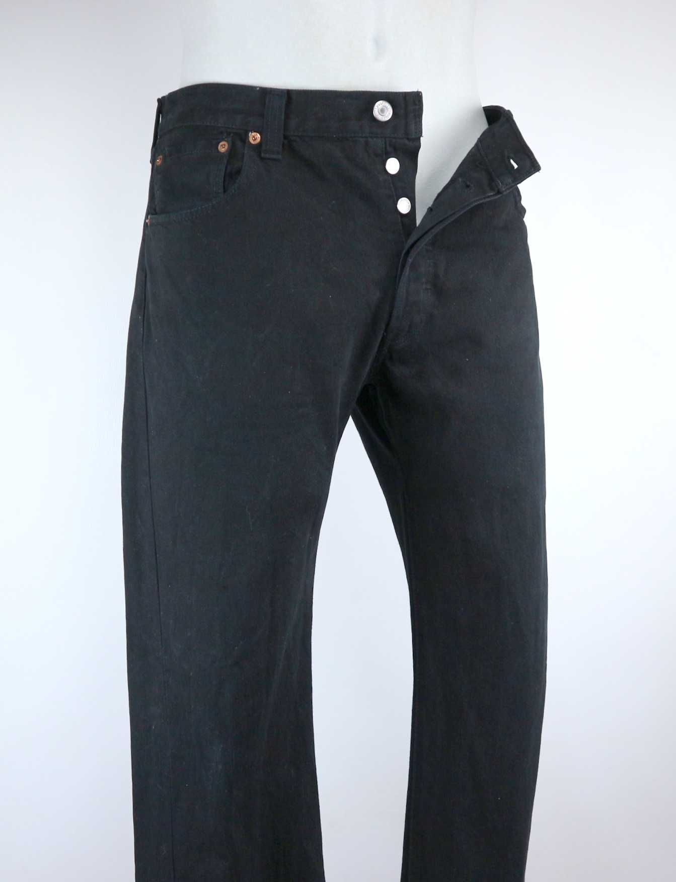 Levis 501 spodnie jeansy czarne W36 L30 pas 2 x 47 cm