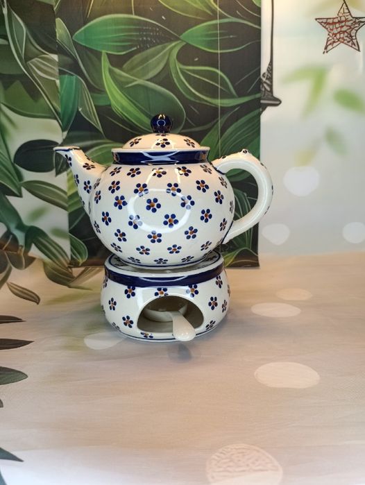 Imbryk ceramiczny Bolesławiec 1,5L + podgrzewacz Ceramika Bolesławiec