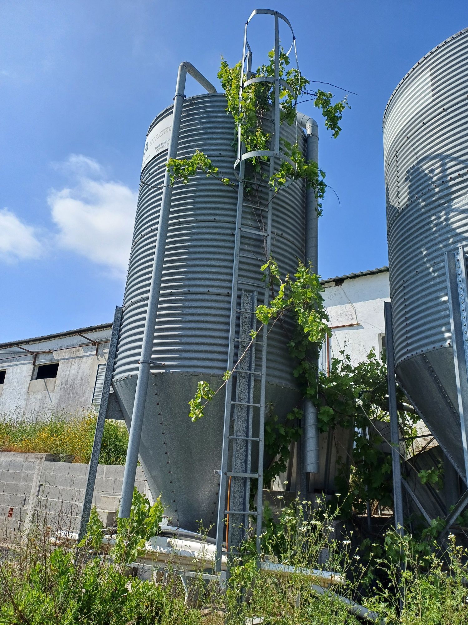 Dois silos usados para cereais