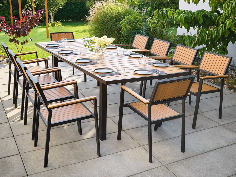 Eleganckie krzesło ogrodowe aluminiowe z deskami Kompozytowymi WPC