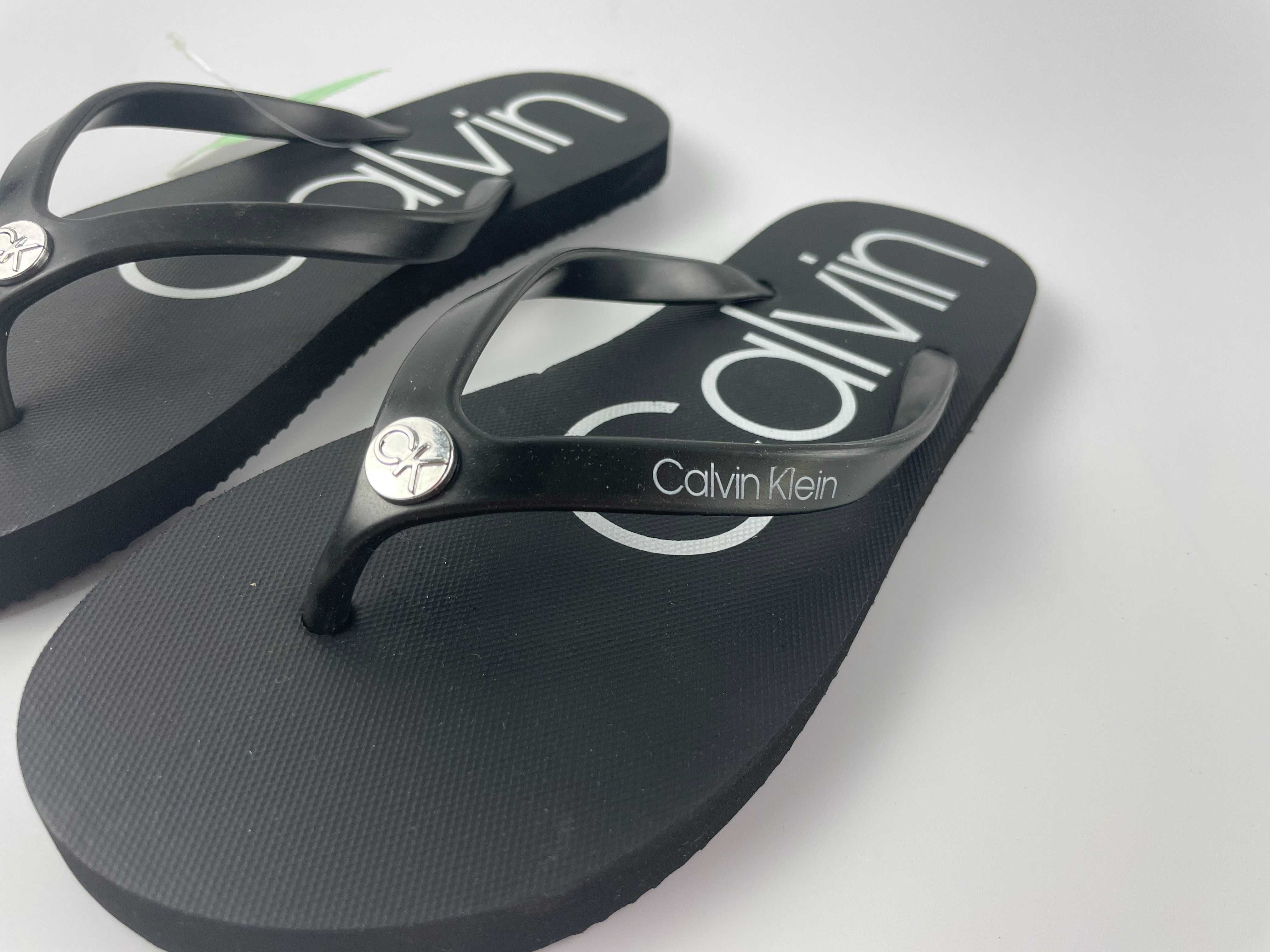 Stylowe japonki czarne klapki Calvin Klein – nowe, z metką. Rozm 36-6M
