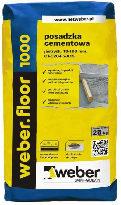 Posadzka cementowa Weber Saint-Gobain Floor 1000 25 kg
