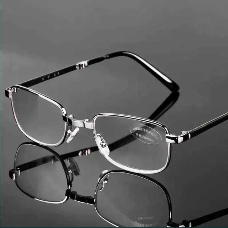 Складные очки для чтения +200 в чехле с салфеткой, цвет - серебро