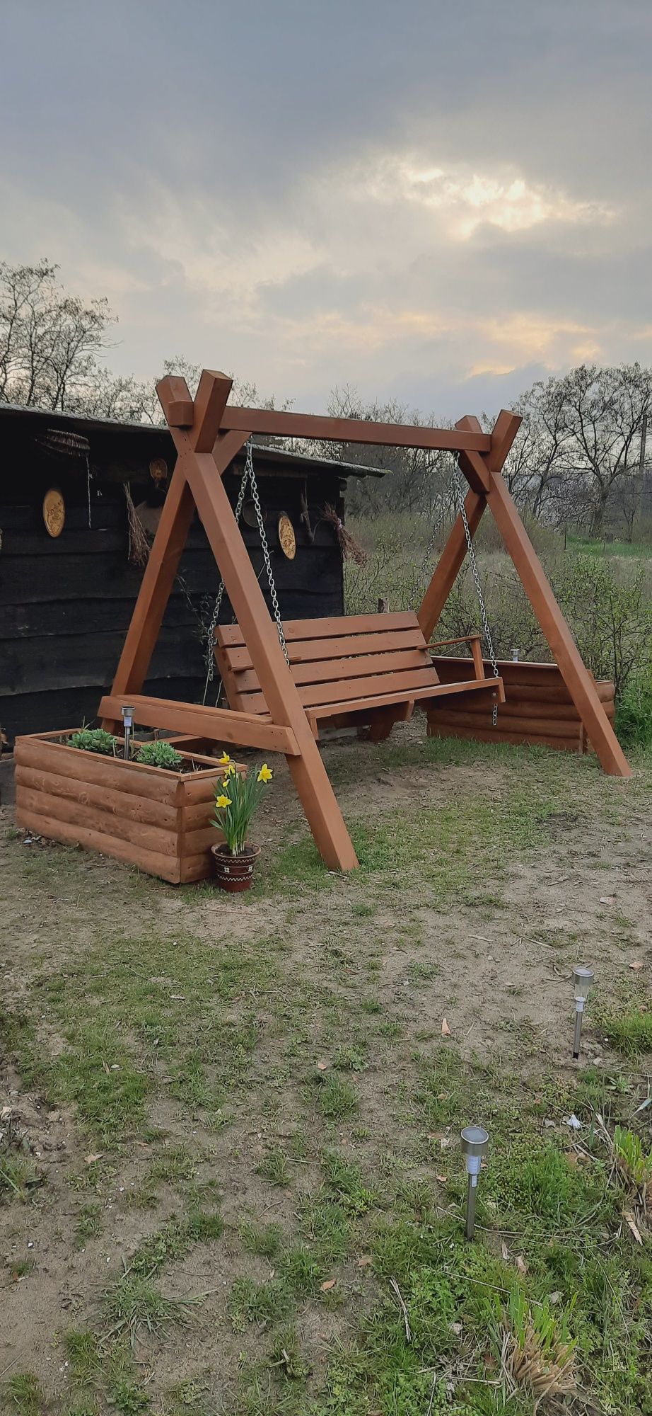 Гойдалка дерев'яна, Качеля садовая,Качеля из дерева