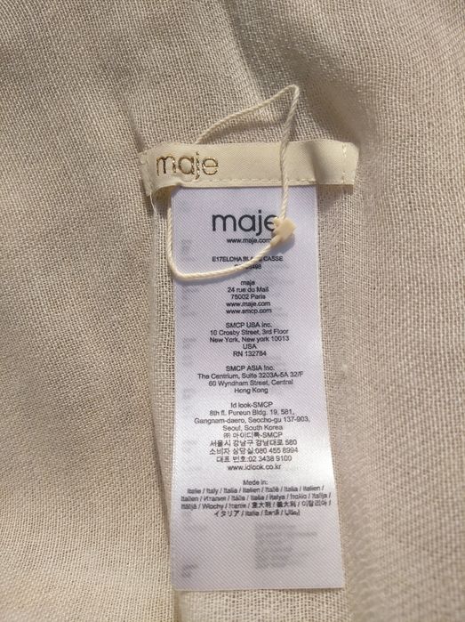 Вовняна біла накидка Maje пончо палантин вовна