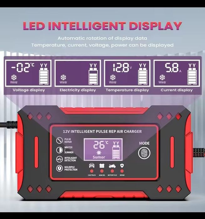 Ładowarka do akumulatorów prostownik 12v kilka funkcji.