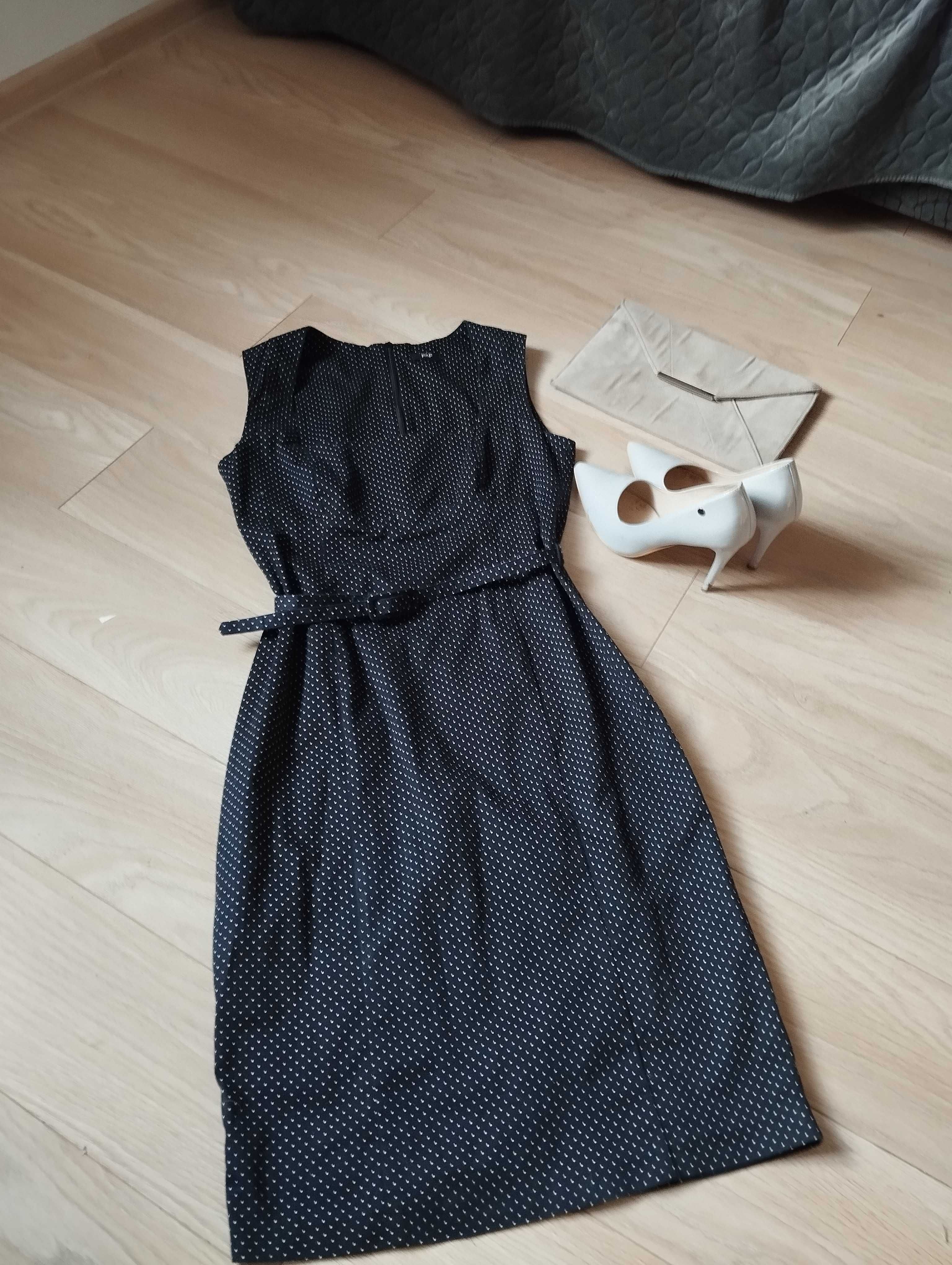 Czarna sukienka w białe kropki F&F 40/12