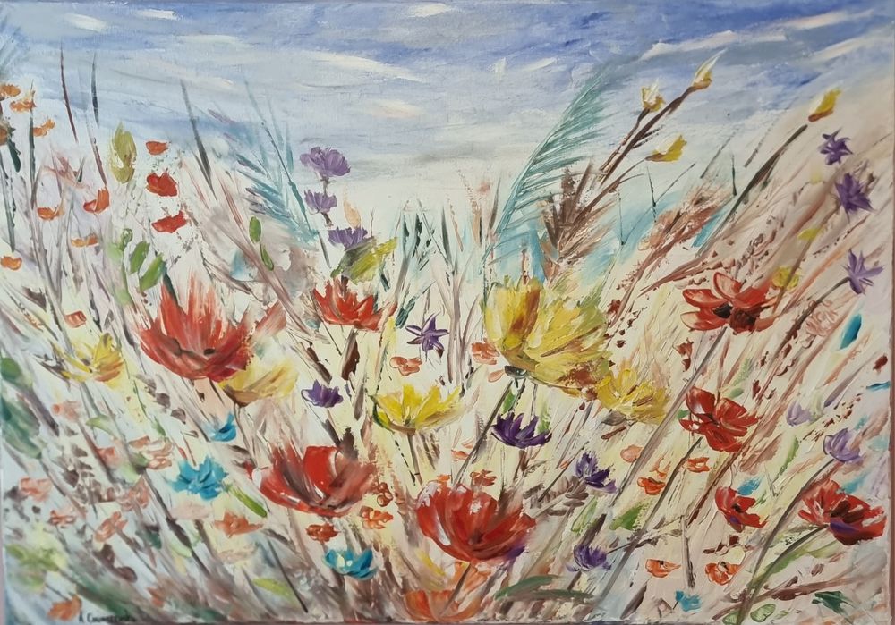 Obraz olejny duży "Kolorowe lato" 50x70 ,pejzaż, kwiaty, łąka

Cena