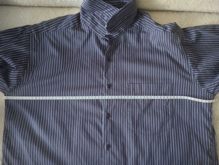 Koszula bawełniana czarna w błękitne paski, rozmiar (44)  176/182