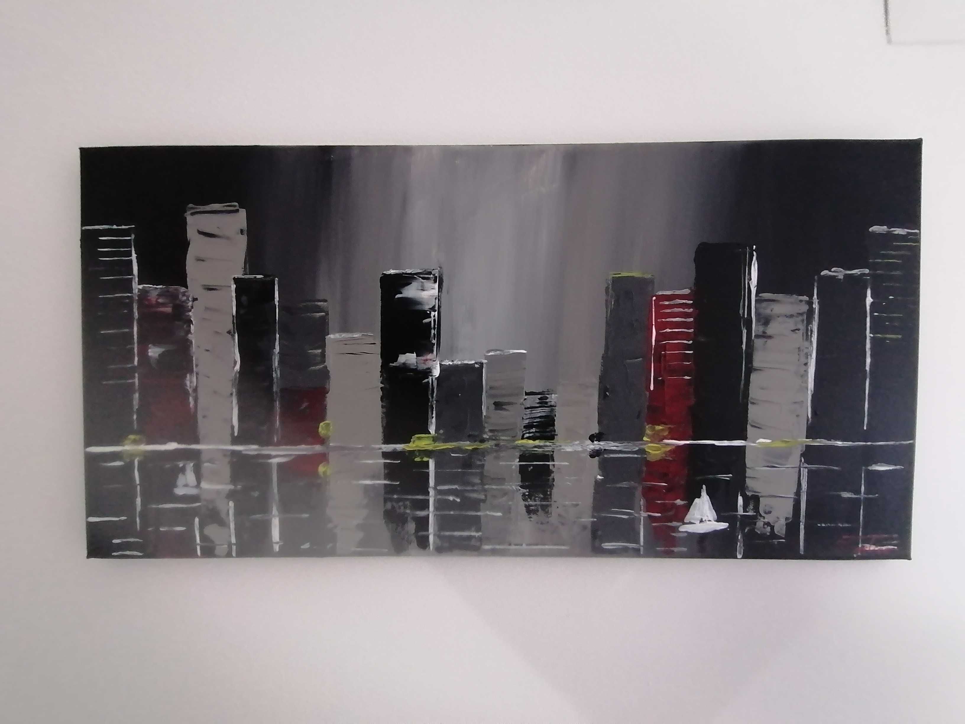 Pintura Quadro Cidade Abstrato