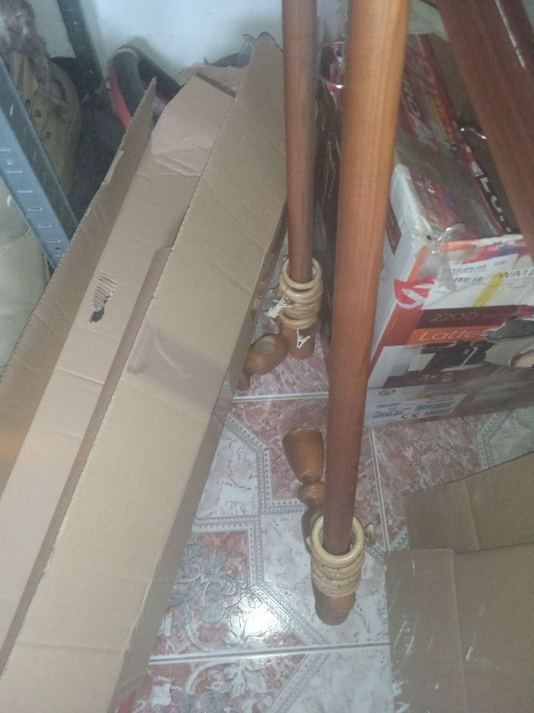 Cztery karnisze drewniane 190cm brąz karnisz zasłony
