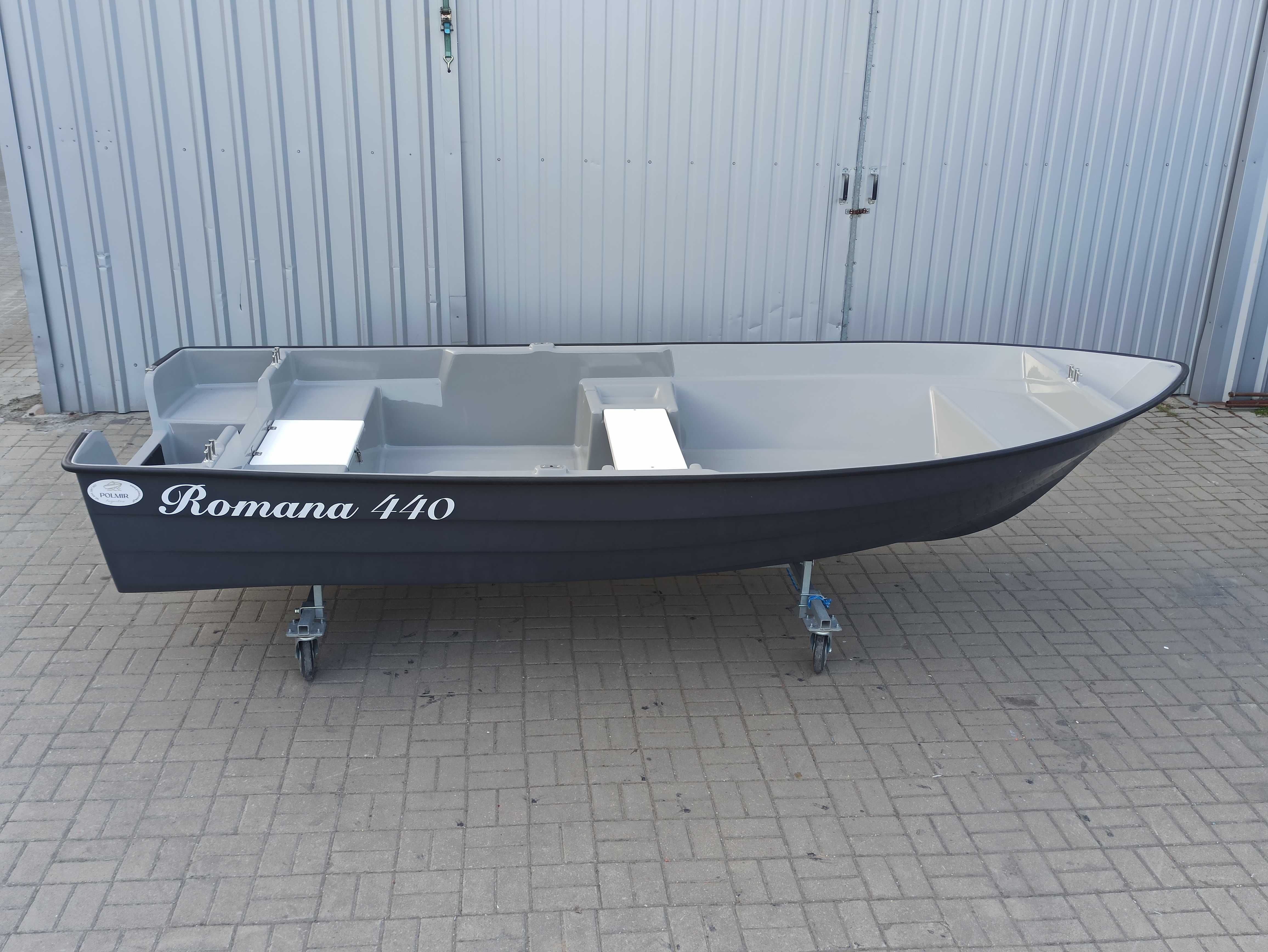 łódź motorowa wędkarska Romana 440 z gniazdem pod fotel, pawęż S