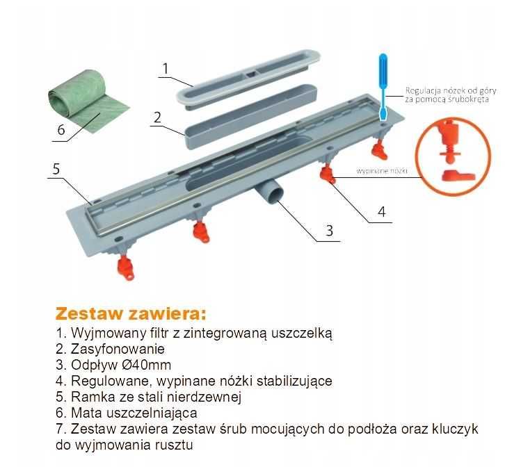 Odpływ liniowy 90 odwodnienie liniowe 80 JANO Prestige DUO 85cm