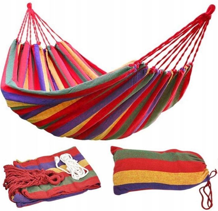 Hamak Ogrodowy w zestawie liny + pokrowiec 230 x 80cm