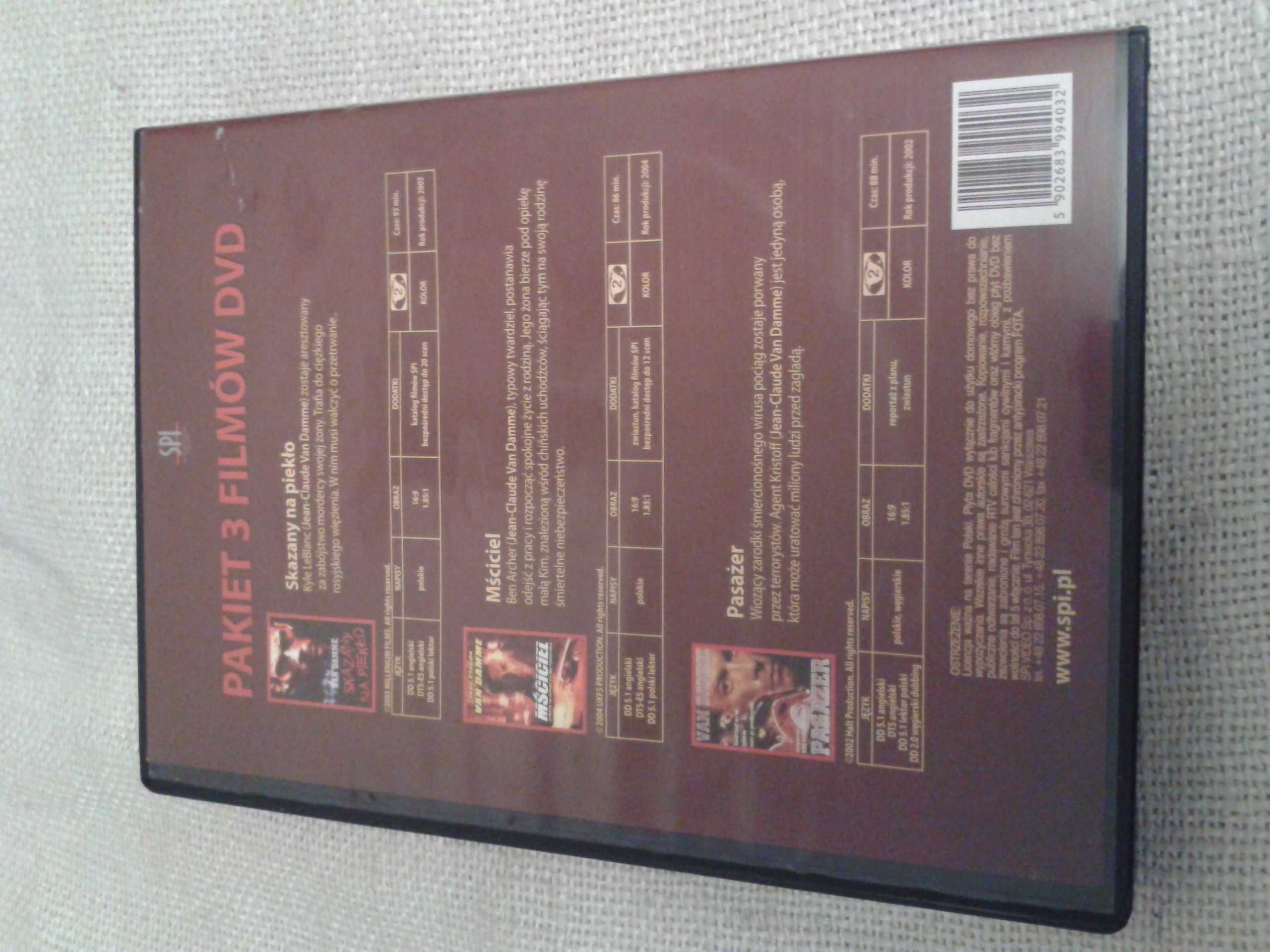 Jean Claude Van Damme-  Pasażer,Skazany na piekło,Mściciel 3 DVD