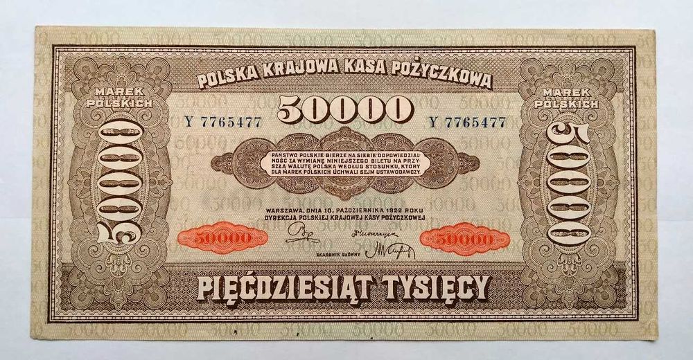 50000 marek polskich 1922 - seria Y - stan 2- ...ładny