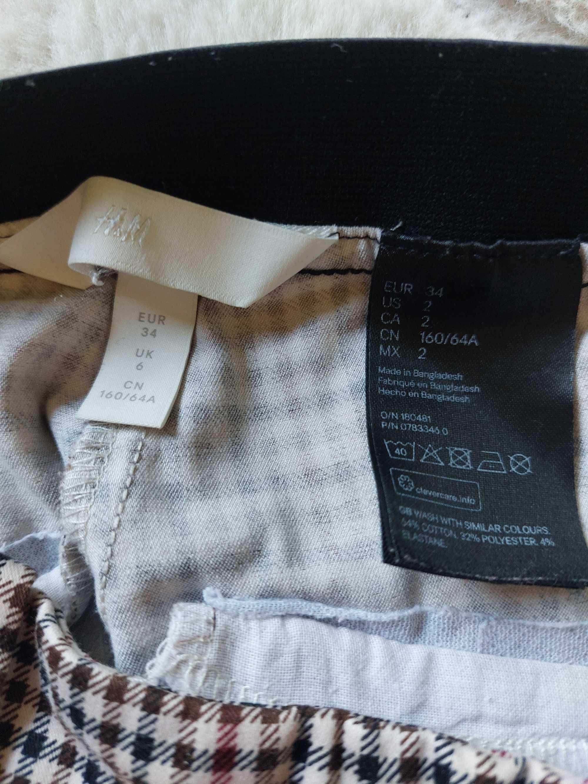H&M legginsy w kratkę, rozmiar 34, stan idealny