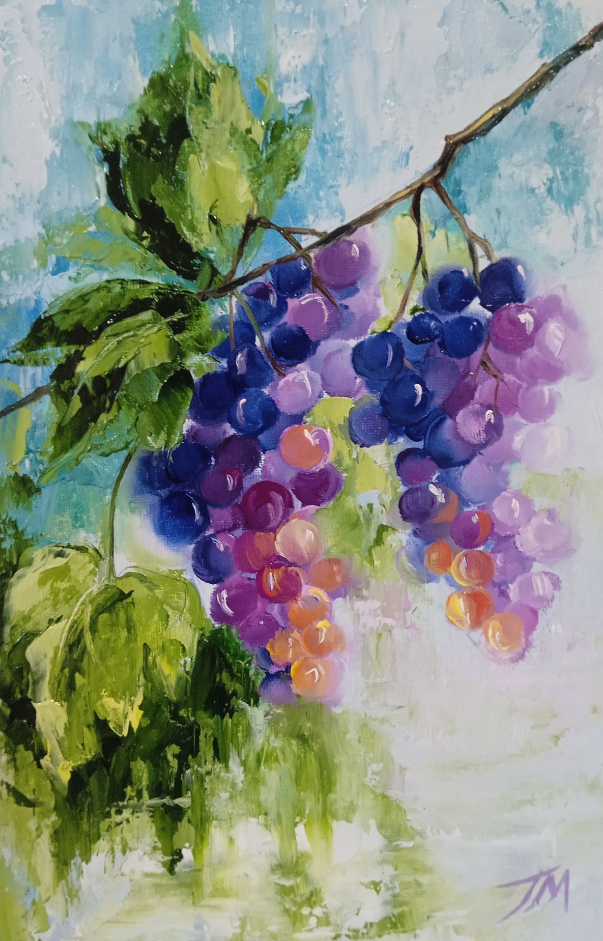 Картина маслом" Гроздь винограда" 20*30см