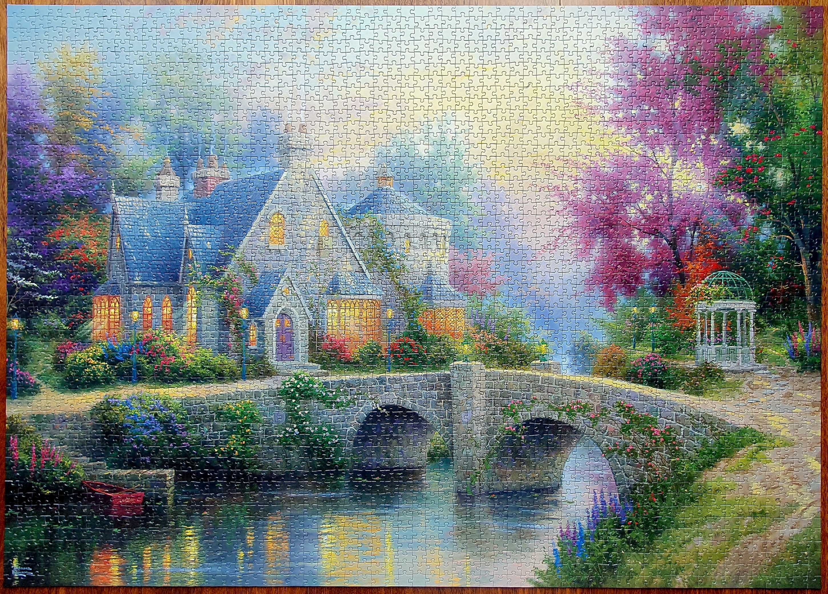 Puzzle Schmidt Kinkade 3000 Wieczorną porą, ułożone,wszystkie elementy