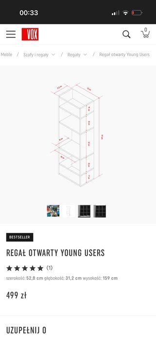 Regał z szufladą biało czarny