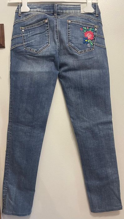 Jeans Fracomina com apliques frutas/floral push-up