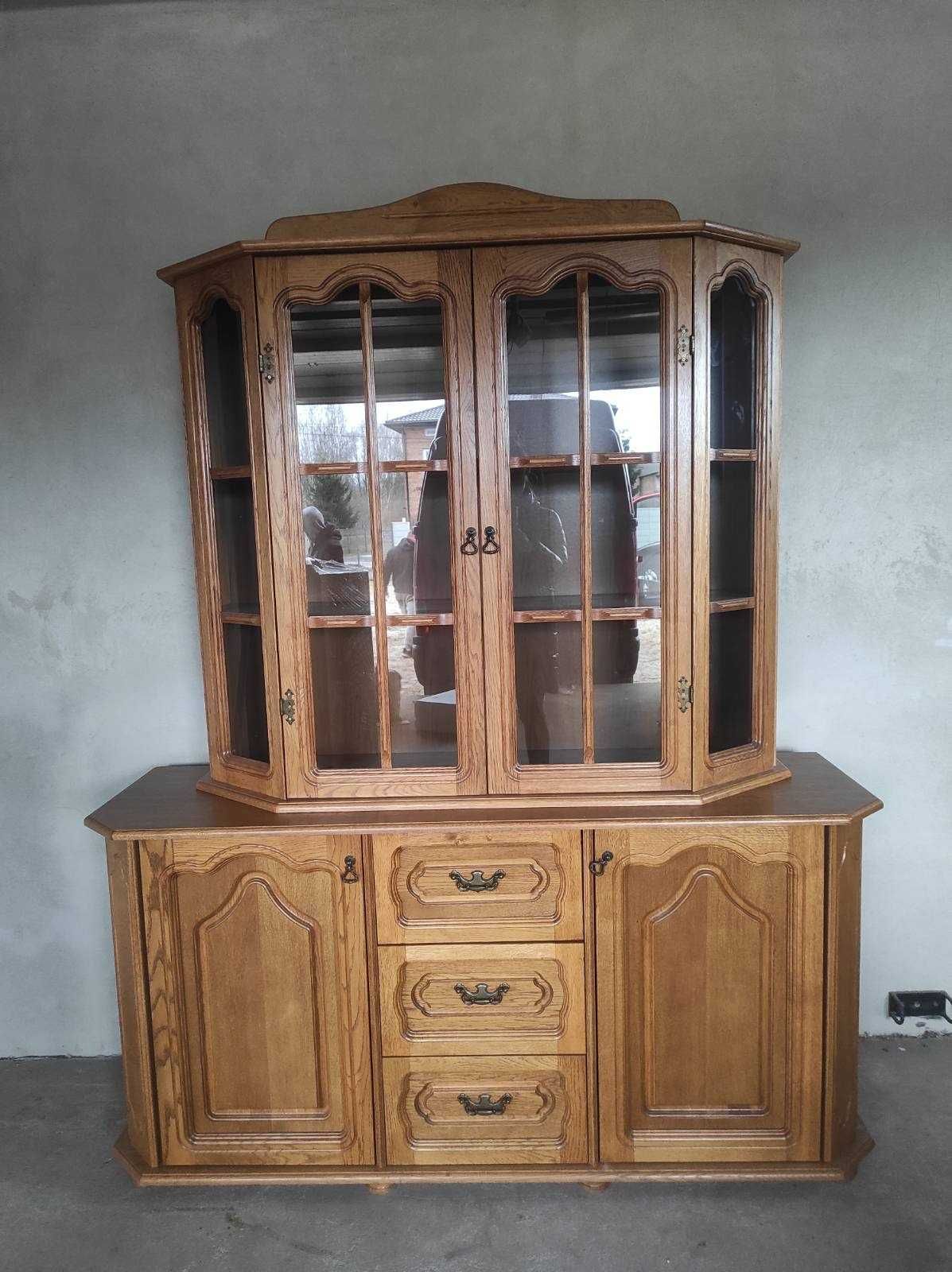 Dębowa witryna komoda PYKA KINGA Dowóz wysyłka