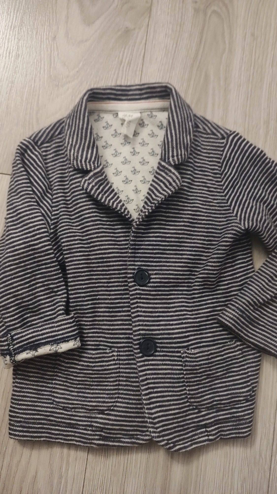 Marynarka H&M 80 granatowa paseczki bawełna