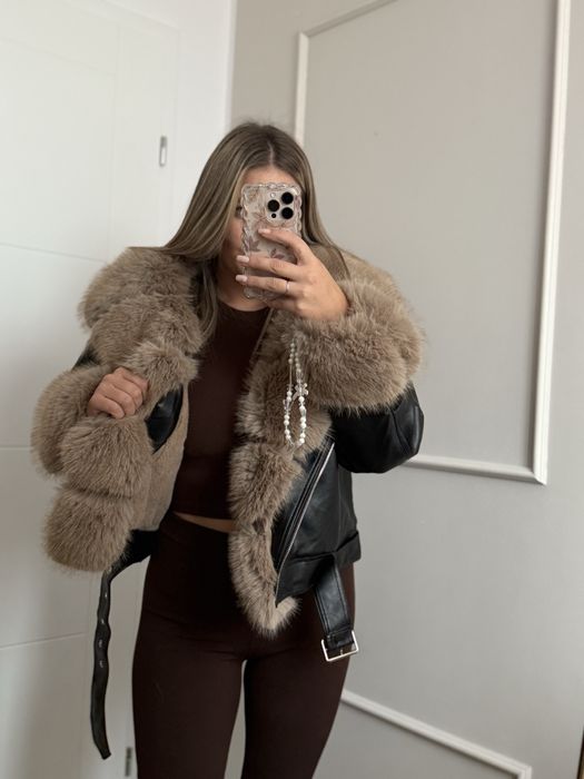 Kurtka skorzana futro S