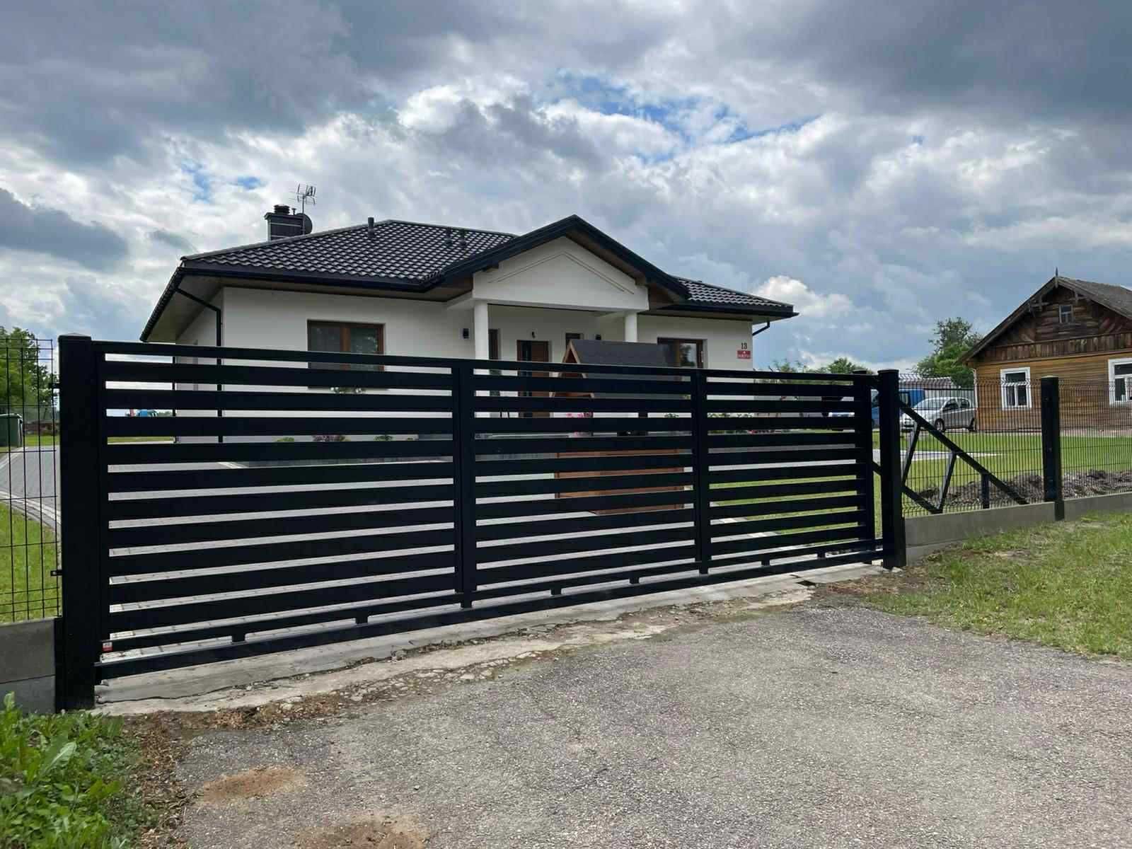 Bramy przesuwne panelowe palisadowe kute  ocynk PRODUCENT podlaskie