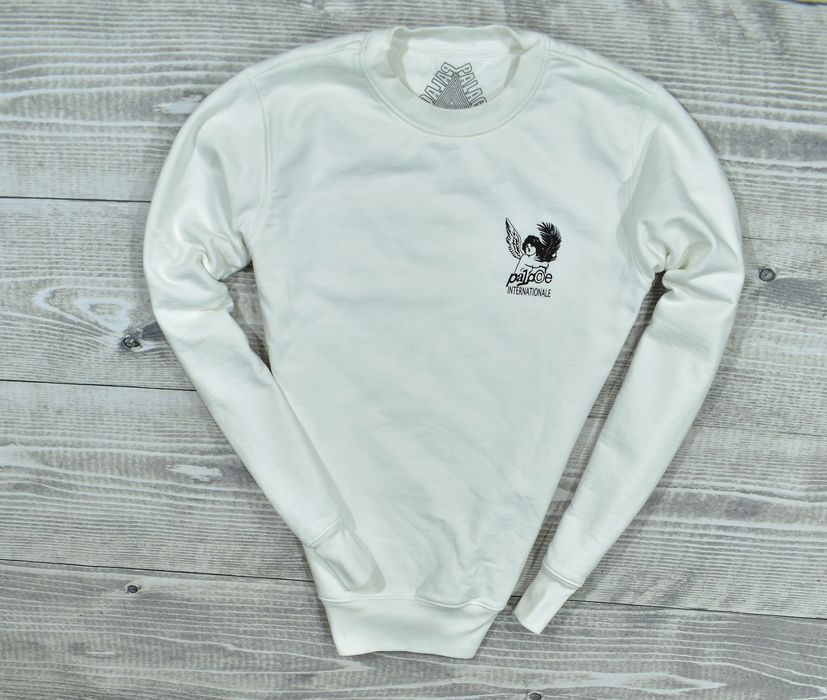 Palace Biała Logowana Bluza Crewneck / S