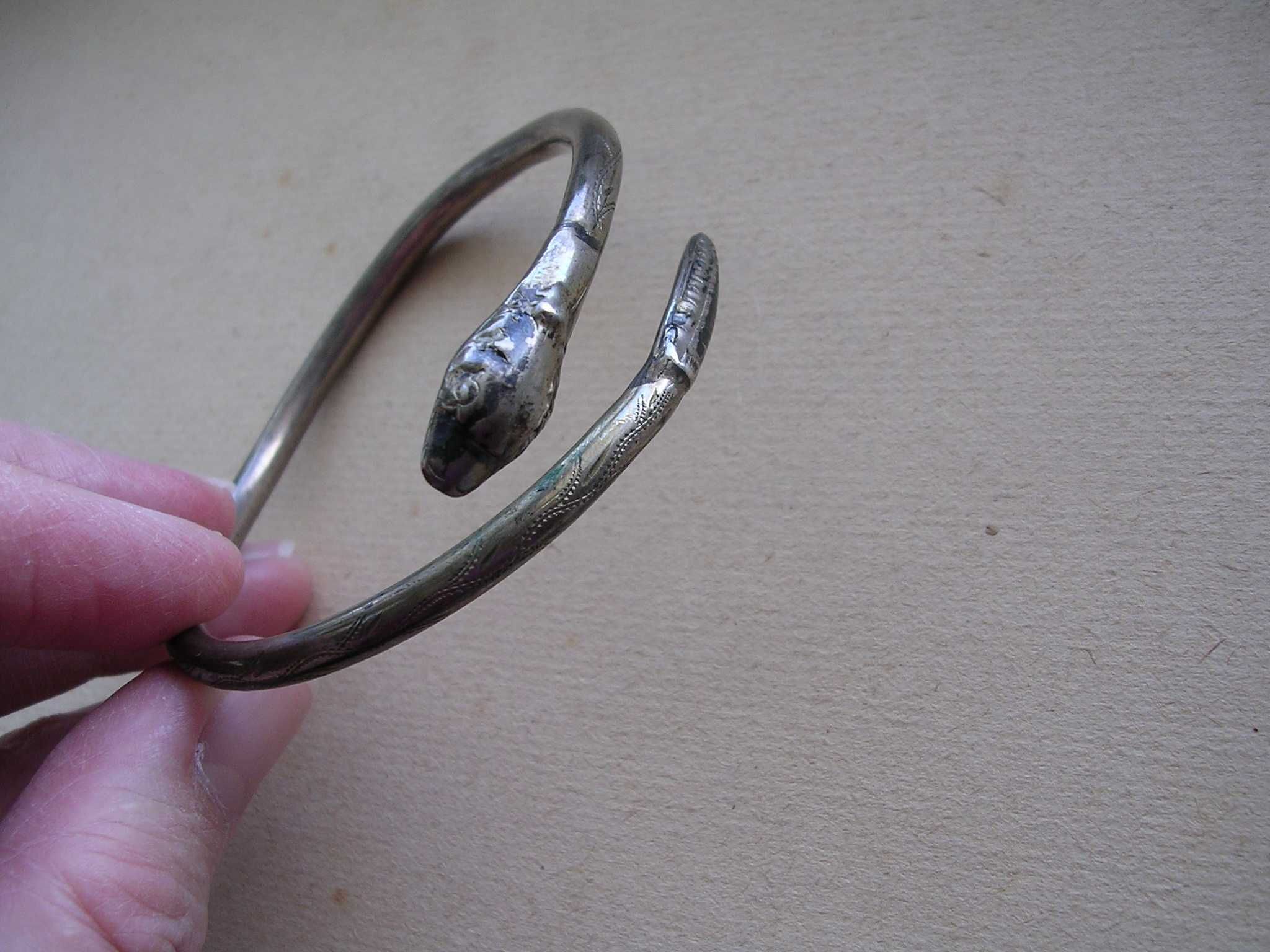 Stara srebrna bransoletka Wąż antyk srebro