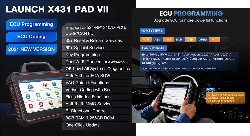 Launch X431 PAD VII Maquina Diagnóstico OBD+Osciloscópio Launch (NOVO)