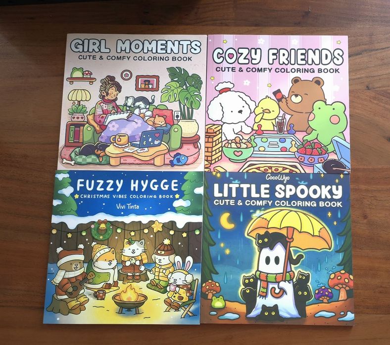 Zestaw kolorowanek cozy friends, fuzzy hygge, girl moments