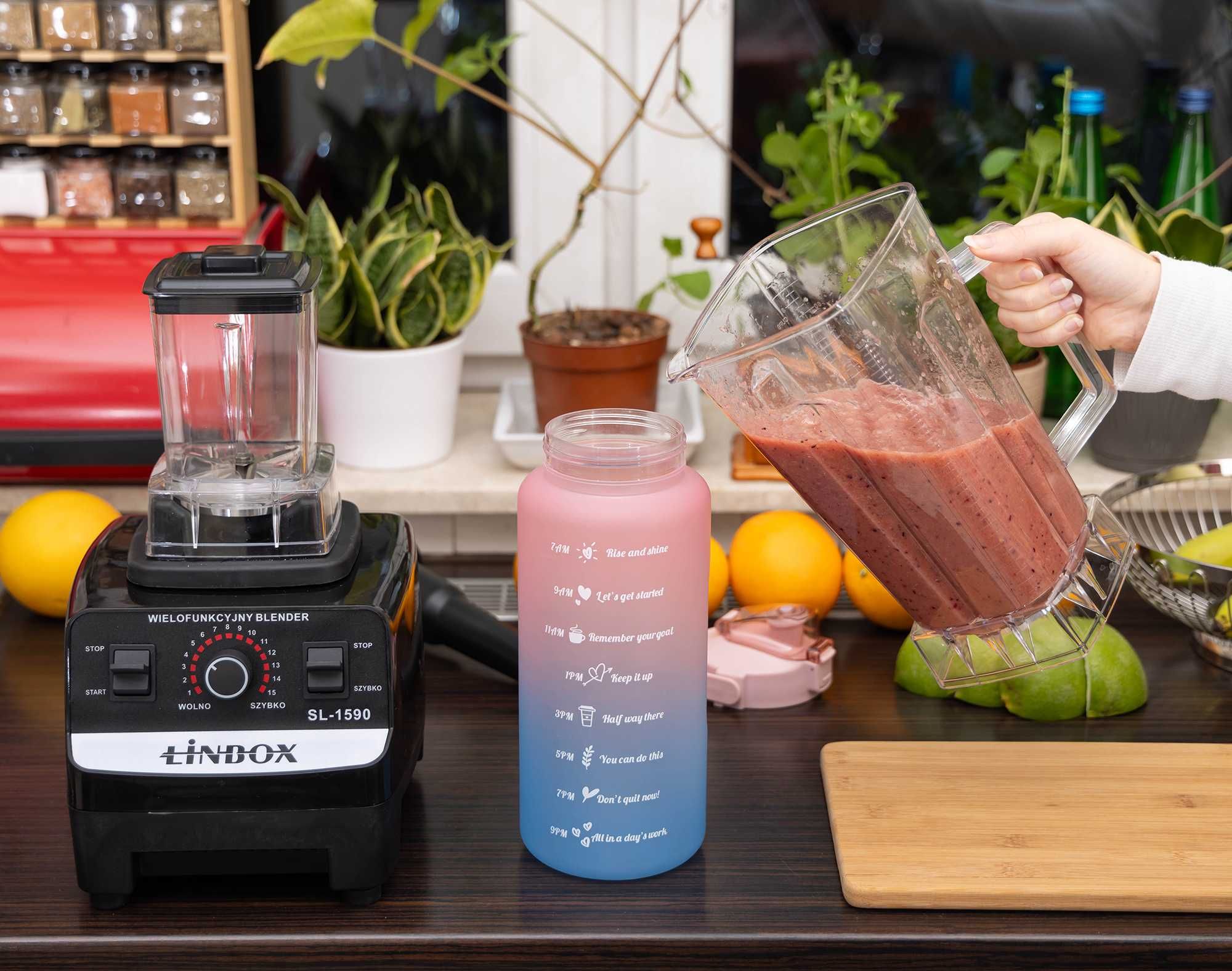 Mocny blender kielichowy 3800W 2L młynek do Smoothie Czarny 2 Kielichy