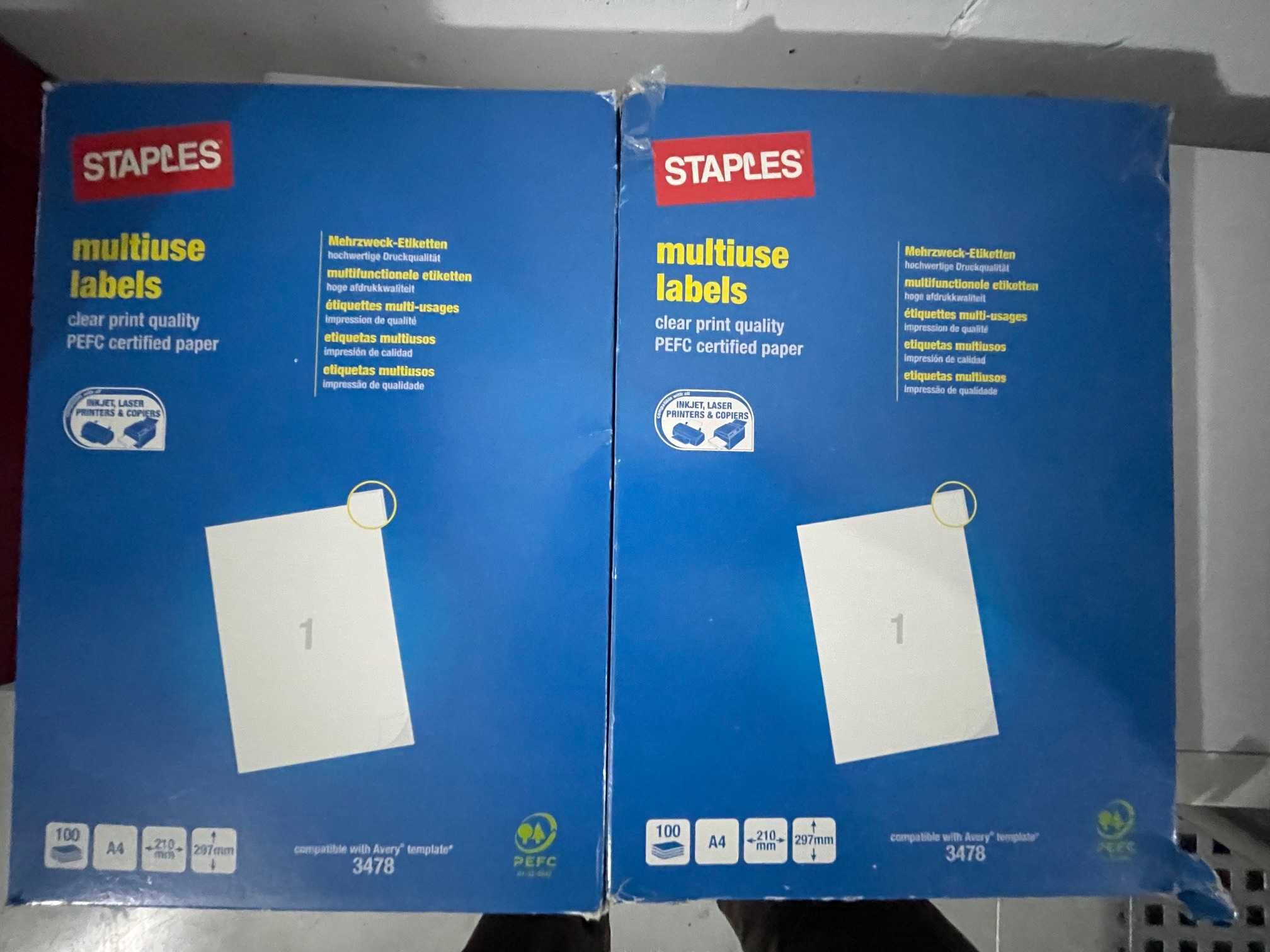 Etiquetas STAPLES (105mmX148mm e 210mmX297