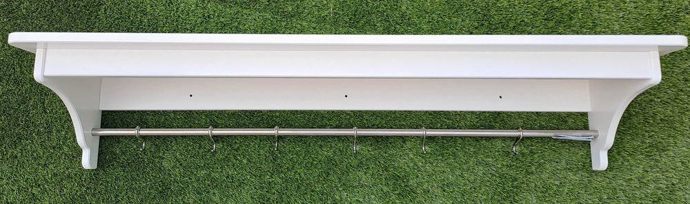 Prateleira branca de cozinha com suporte canecas - bom estado