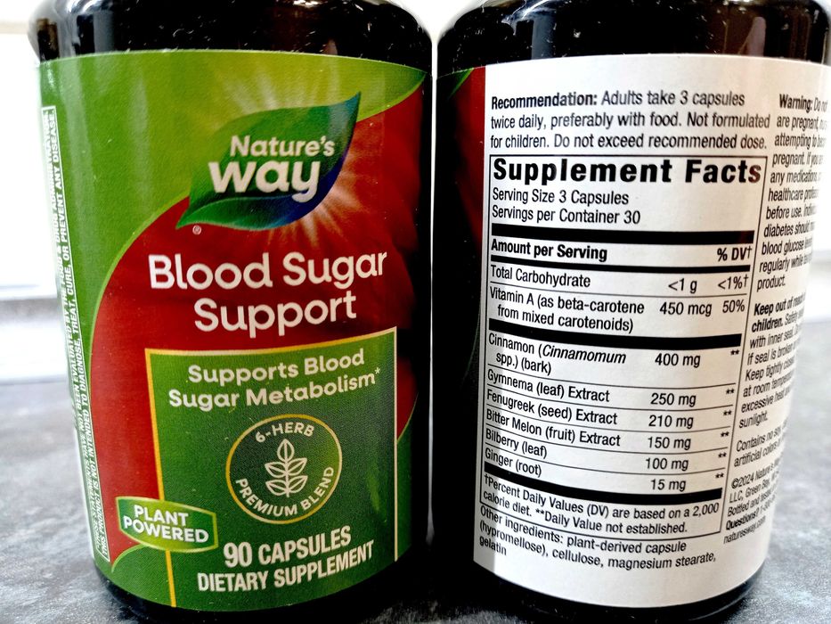 Natures Way, Blood Sugar Manager (90 капс.), для нормализации сахара