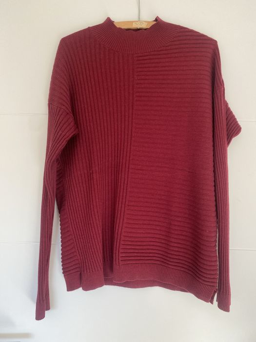 Burgundowy wiśniowy sweter Donna 55% wełna modowy hit