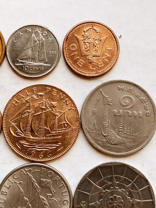 Монеты мира.Парусник,корабли.9шт. Оригинал